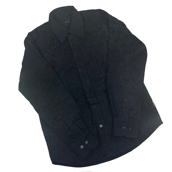 Black Vintage Flecked Button-Front Shirt from Japan - Picture 2 of 5